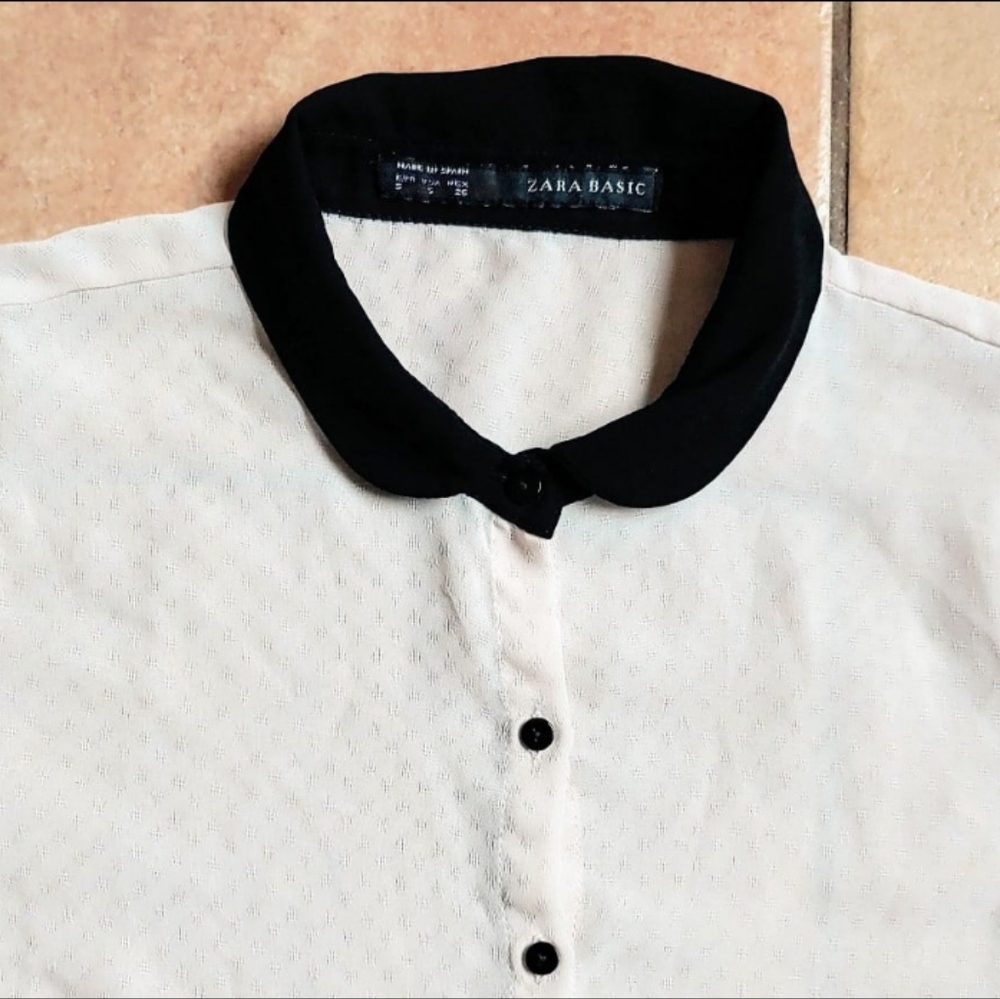 Zara Basic Blush Pink Semisheer Button Up - image 3